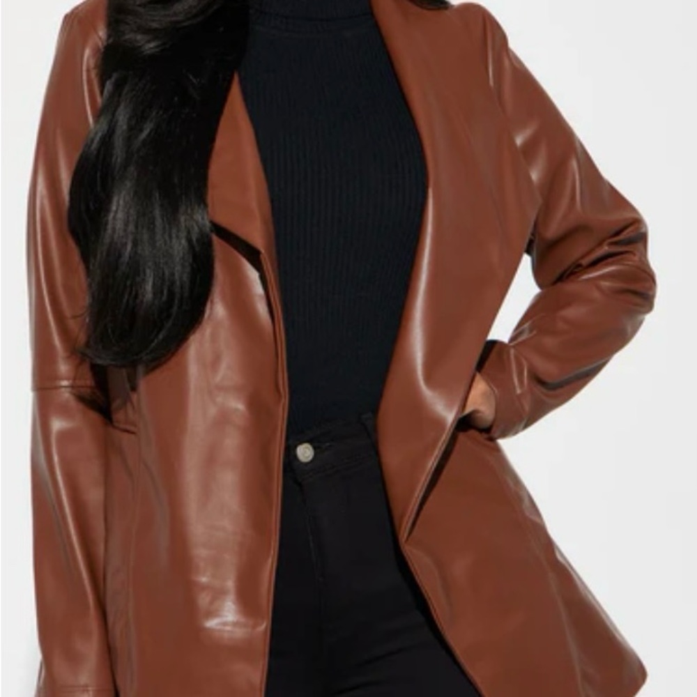 Brown Faux Leather Blazer (NWT)